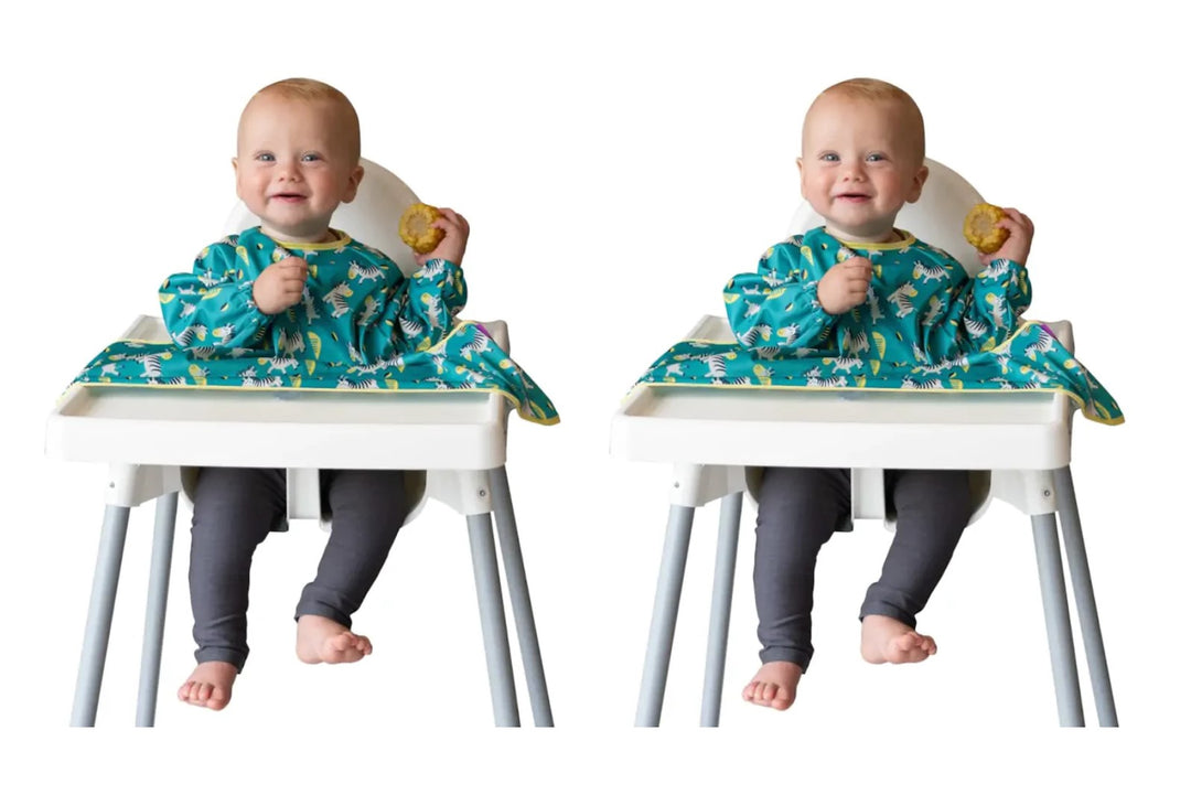 TidyTot Cover&Catch Doppelpack Langarm Lätzchen Tanzende Zebras/Tanzende Zebras