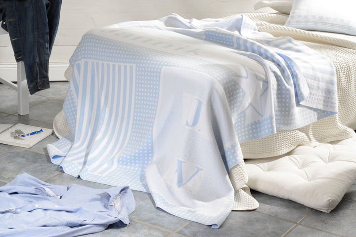 XXL Kuscheldecke GEKRÖNT 100% Baumwolle (Bio)
