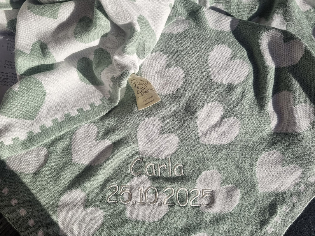HERZENPRACHT BIO Babydecke mit Namen