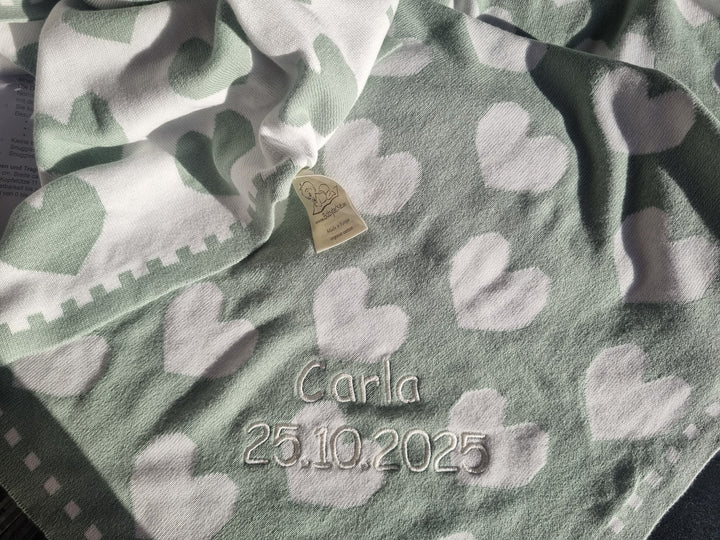 HERZENPRACHT BIO Babydecke mit Namen