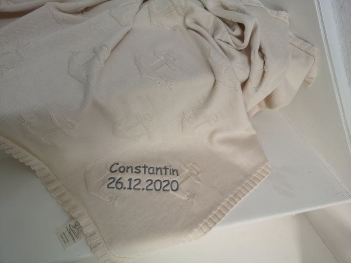 BIO Babydecke ANKERPLATZ mit Namen