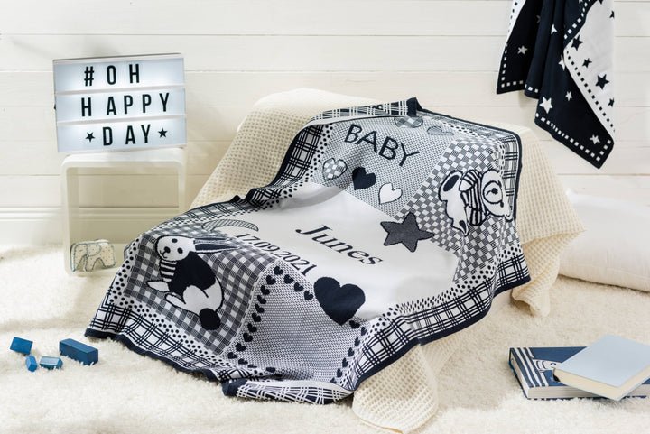 Babydecke KUSCHELMICH mit Namen - 100% Baumwolle (Bio)