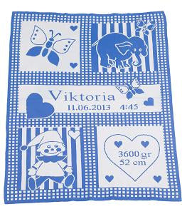 HERZENSLIEB Babydecke mit Namen in Royal Blau aus 100% Bio Baumwolle