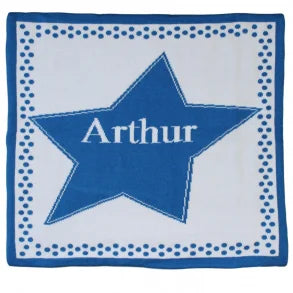 Kissenhuelle WALK OF FAME  mit Namen in Royal Blau aus 100% Bio Baumwolle 