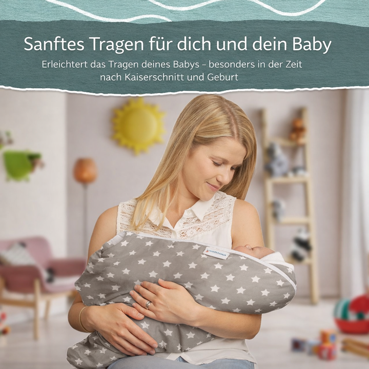 Snugglebundl Babytragehilfe mit Griffen aus Bio-Baumwolle, ideal zum sicheren Heben, Legen im Schlaf und für Babyautositz.