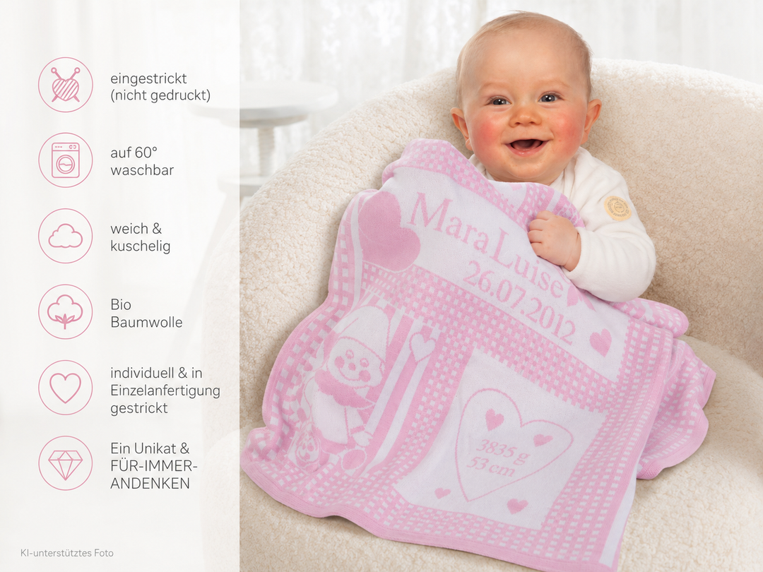 HERZENSLIEB BIO Babydecke mit Namen