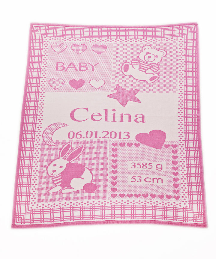 Babydecke KUSCHELMICH mit Namen - 100% Baumwolle (Bio)