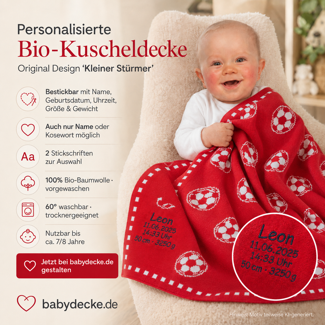 BIO Babydecke KLEINER STÜRMER mit Namen