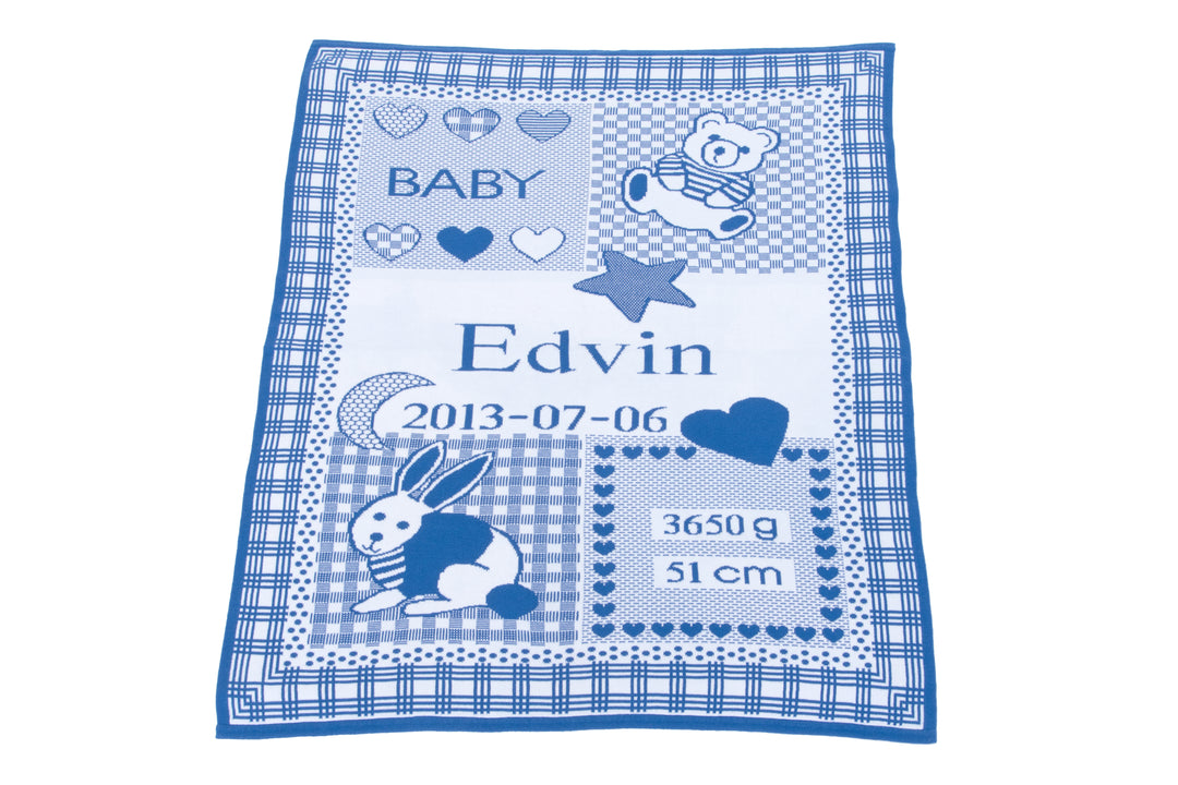 Babydecke KUSCHELMICH mit Namen - 100% Baumwolle (Bio)