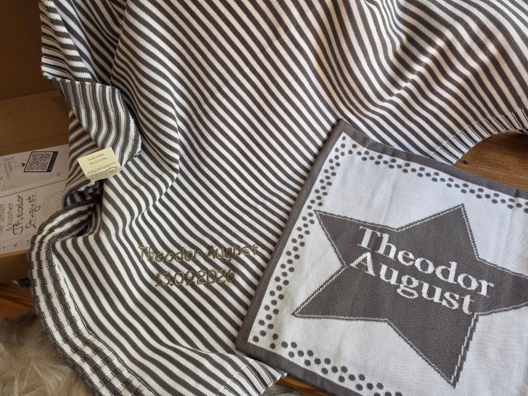 RINGELSTAR - Babydecke & Kissen - 100 % Baumwolle (Bio)