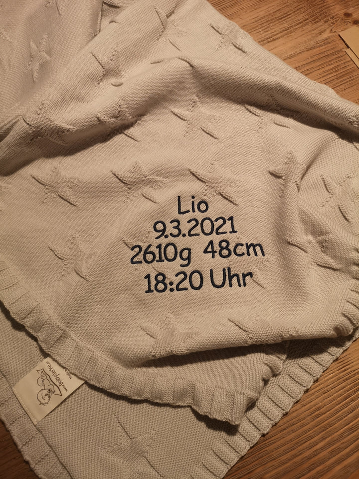 BIO Babydecke STARS mit Namen